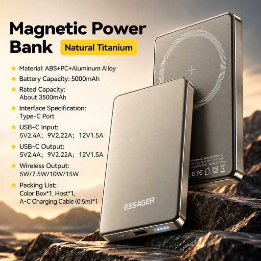 Essager Magnetic Wireless Power Bank - 5000mAh